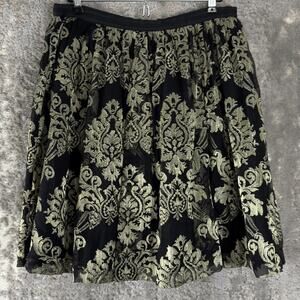 Garnet Hill Size 8 Boho Silk Pleated Knee Length A Line Skirt Casual Zip Lined